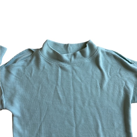 Long Sleeve Casual Top Ribbed Mock Neck Minimalist Split Shoulder XS - Picture 2 of 9